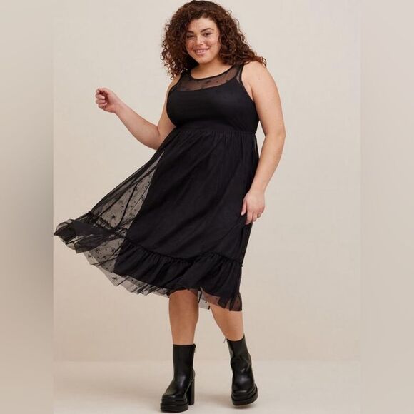 Torrid X Disney Minnie Mouse Maxi Sheer Mesh Layering Dress - 1X - Picture 15 of 15